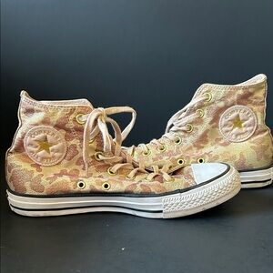 Converse Gold & Tan Sparkling Camouflage High-Tops